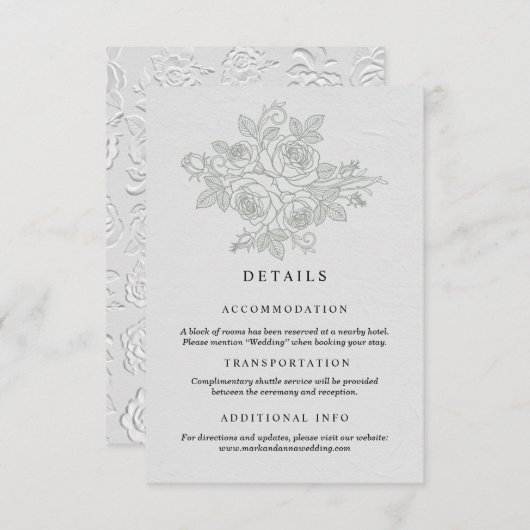 Sage Green Rose Wedding Details Card Informatiekaartje (Voorkant / Achterkant)