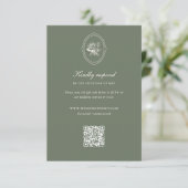 Sage Green Rose Wedding Details RSVP Kaartje (Staand voorkant)