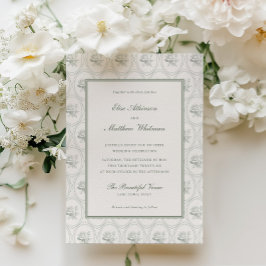 Sage Green Rose Wedding Kaart
