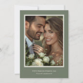 Sage Green Rose Wedding Save The Date (Achterkant)