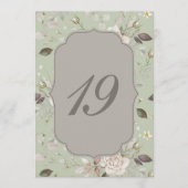 Sage Green Rose Wedding Table Numbers 10–19 Kaart (Voorkant)