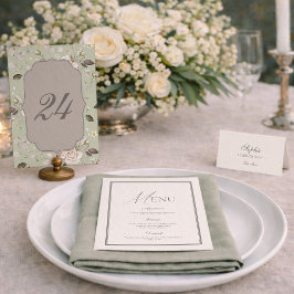 Sage Green Rose Wedding Table Numbers 20-29 Kaart