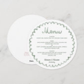Sage Green Round Whimsical Frame Wedding Menu (Voorkant / Achterkant)
