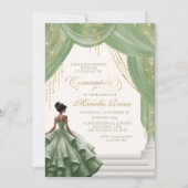 Sage Green Royal Fairytale Modern Quinceanera Kaart (Voorkant)