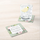 Sage Green & Roze Floral Forever begint morgen Kartonnen Onderzetters (Insitu)