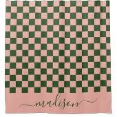 Sage Green & Roze Gecontroleerd esthetisch Douchegordijn (Voorkant)