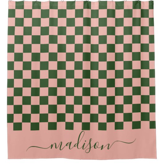 Sage Green & Roze Gecontroleerd esthetisch Douchegordijn (Voorkant)