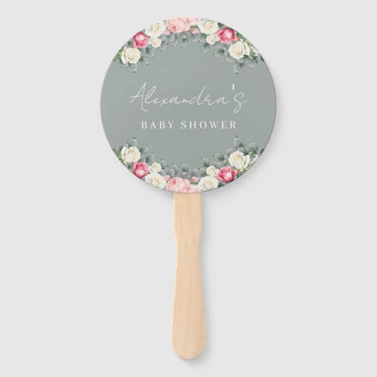 Sage Green Rozen Baby shower Dank u Handwaaier (Voorkant)