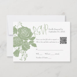 Sage Green Rozen met QR code Response Kaart