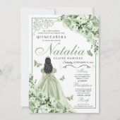 Sage Green Rozen Princess Dress Quinceanera Kaart (Voorkant)