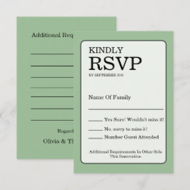 Sage Green RSVP Card Kaartje