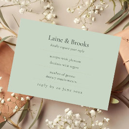 Sage Green RSVP Card | Minimal Elegant Wedding Res Kaartje
