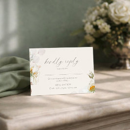 Sage Green RSVP Card with Meal Choice Informatiekaartje