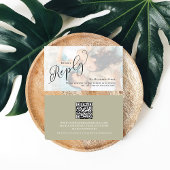 Sage Green RSVP Foto Elegant Huwelijk Informatiekaartje