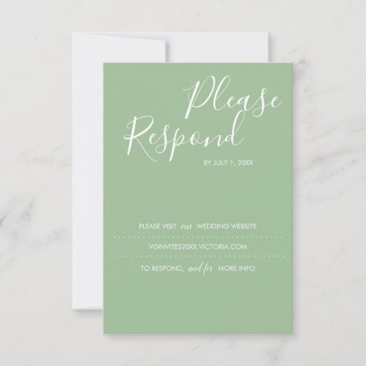 Sage Green RSVP-kaart, bruiloft website RSVP Kaartje (Voorkant)