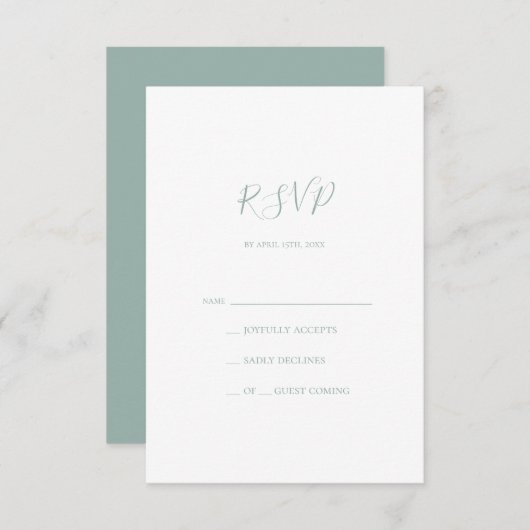 Sage Green RSVP-kaart RSVP Kaartje (Voorkant / Achterkant)