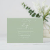 Sage Green RSVP-kaart RSVP Kaartje (Staand voorkant)