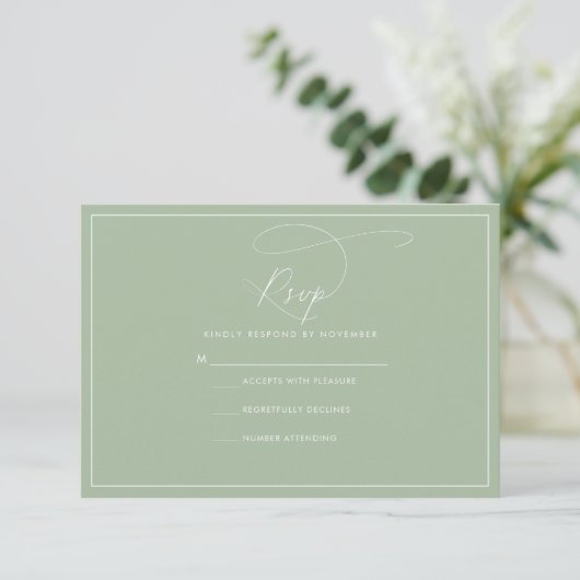 Sage Green RSVP-kaart RSVP Kaartje (Staand voorkant)
