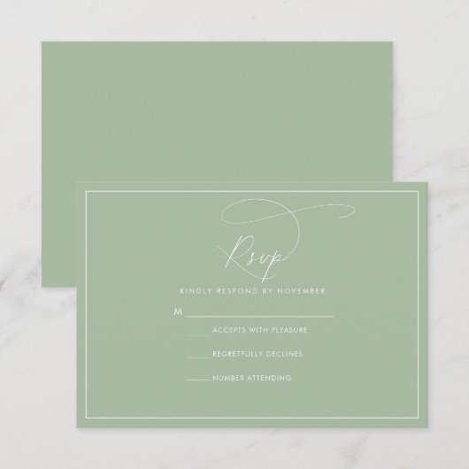 Sage Green RSVP-kaart RSVP Kaartje (Voorkant / Achterkant)