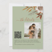 Sage green rust leaves boho floral fall wedding kaart (Achterkant)