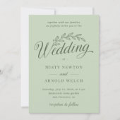 Sage Green Rustic Backyard Botanical Leaf Wedding Kaart (Voorkant)