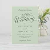 Sage Green Rustic Backyard Botanical Leaf Wedding Kaart (Staand voorkant)
