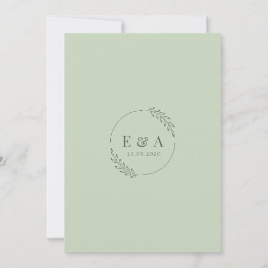 Sage Green Rustic Backyard Botanical Leaf Wedding Kaart (Achterkant)