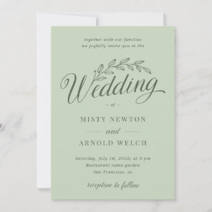 Sage Green Rustic Backyard Botanical Leaf Wedding Kaart
