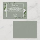 Sage Green Rustic Bloemen Huwelijk Dank u Plaatskaartje (Voorkant / Achterkant)