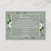 Sage Green Rustic Bloemen Huwelijk Dank u Plaatskaartje (Voorkant)