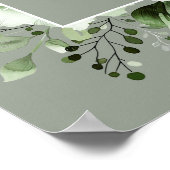 Sage Green Rustic Boho Bloemen Huwelijk Welkom Tek Poster (Hoek)