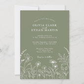 Sage Green Rustic Boho Wildflower Floral Kaart (Voorkant)