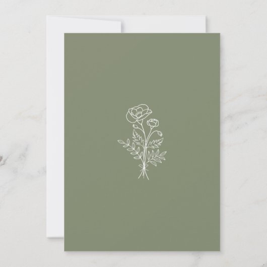 Sage Green Rustic Boho Wildflower Floral Kaart (Achterkant)