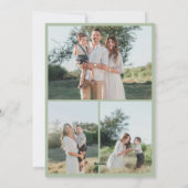 Sage Green Rustic Bow Christmas 4 Photo Family Feestdagenkaart (Achterkant)