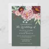 Sage Green Rustic Dusty Roos Boho Waterverf Kaart (Voorkant)