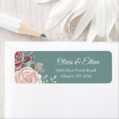 Sage Green Rustic Dusty Roos Weddenschap Etiket (Insitu)