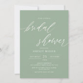 Sage Green Rustic Elegant Bridal Shower Invitation Kaart (Voorkant)