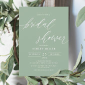 Sage Green Rustic Elegant Bridal Shower Invitation Kaart