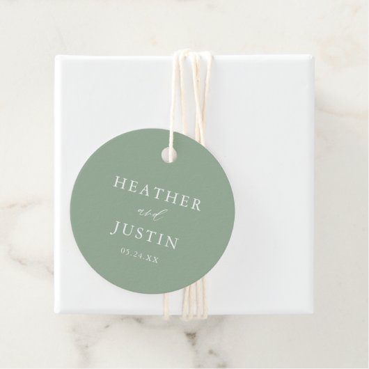 Sage Green Rustic Elegant Wedding Bedankjes Labels (In situ)