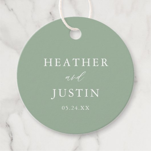 Sage Green Rustic Elegant Wedding Bedankjes Labels (Voorkant)