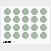 Sage Green Rustic Elegant Wedding Bedankt Ronde Sticker (Vel)
