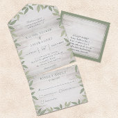 Sage Green Rustic Garden Greenery Wedding All In One Uitnodiging
