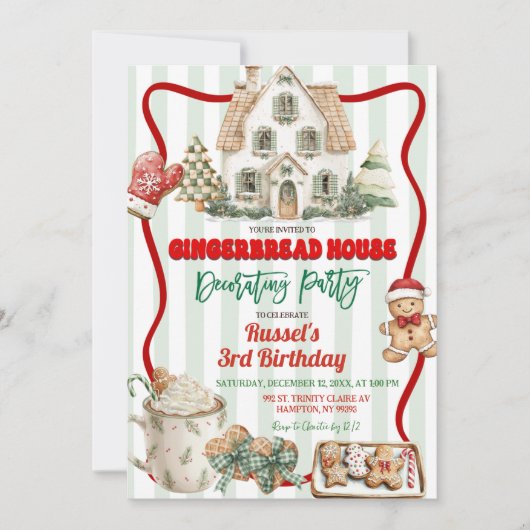 Sage Green Rustic Gingerbread Decorating Party Kaart (Voorkant)