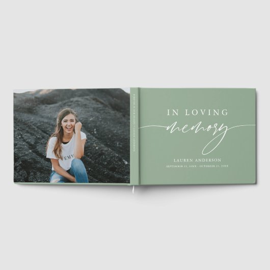 Sage Green Rustic in het houden van geheugen Funer Gastenboek (Volledig)