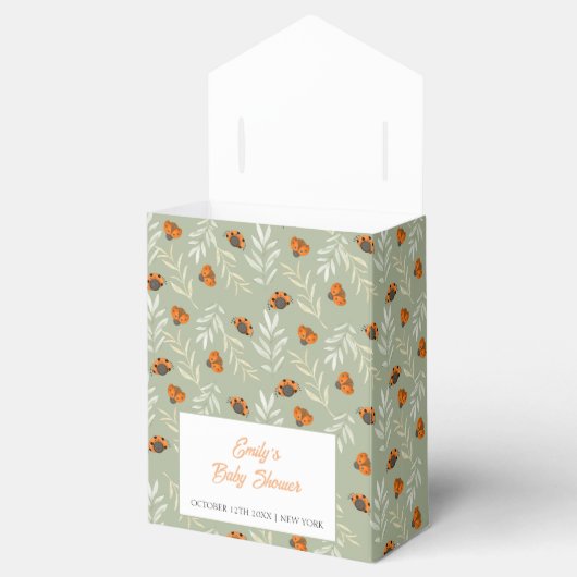 Sage Green Rustic Ladybug Greenery Baby shower Bedankdoosjes (Geopend)