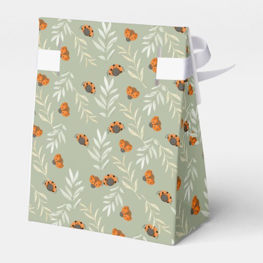 Sage Green Rustic Ladybug Greenery Baby shower Bedankdoosjes (Achterkant)