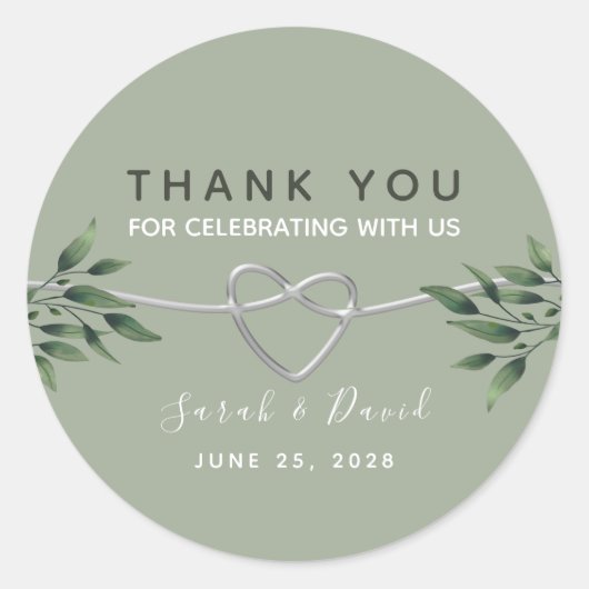 Sage Green Rustic Wedding Dank u Sticker (Voorkant)