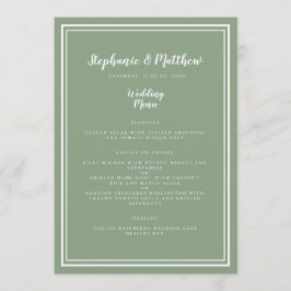 Sage Green Rustic Wedding Simple Modern Dinner Menu