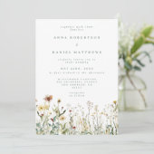 Sage Green Rustic Wildflower Wedding Kaart (Staand voorkant)