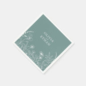 Sage Green, Rustic, Wildflower Wedding Napkins Servet (Hoek)